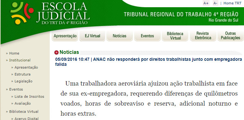 Adriano Martins Pinheiro escreve para Escola Judicial do Tribunal Regional do Trabalho da 4ª Região