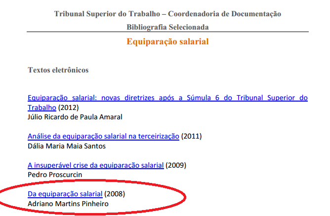 Artigo de Adriano Martins Pinheiro publicado no Tribunal Superior do Trabalho (TST).