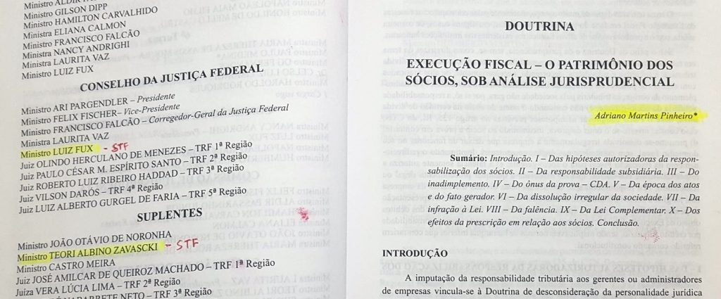 Adriano Martins Pinheiro com doutrina publicada em repertório do STJ