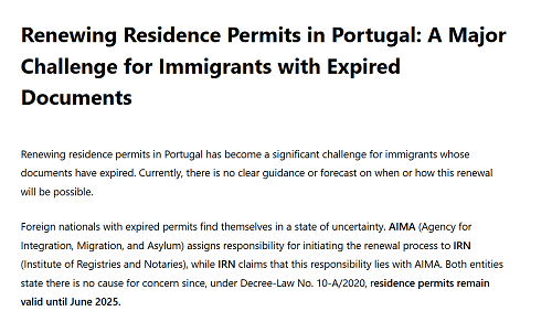 Renewing Residence Permits in Portugal