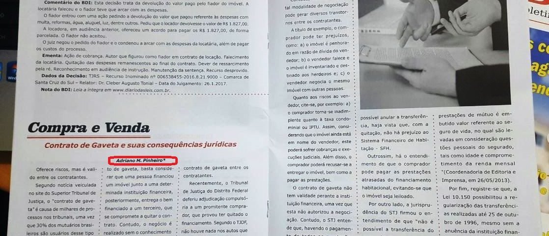 Adriano Martins Pinheiro - Publicação - Diário das Leis