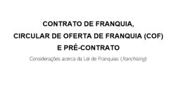 Contrato de franquia, circular de oferta de franquia (COF) e pré-contrato