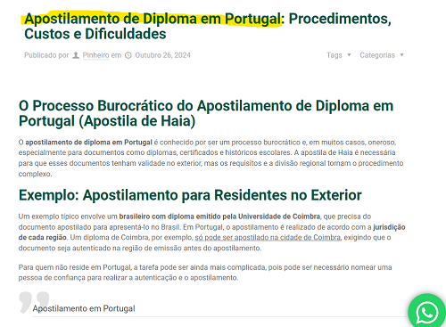 apostilamento de diploma em Portugal